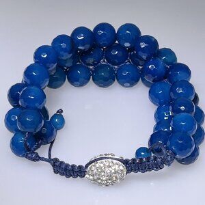 Bold, rich blue faceted Agate bead bracelet, NWOT
